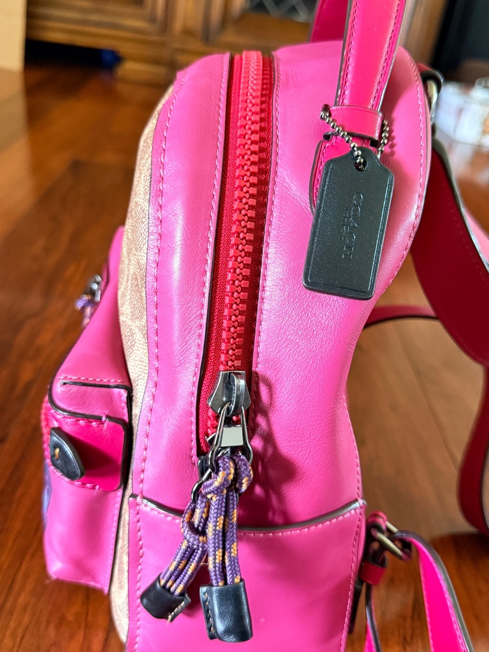 Coach Pink Signature Canvas Mini Backpack - Picture 5 of 10